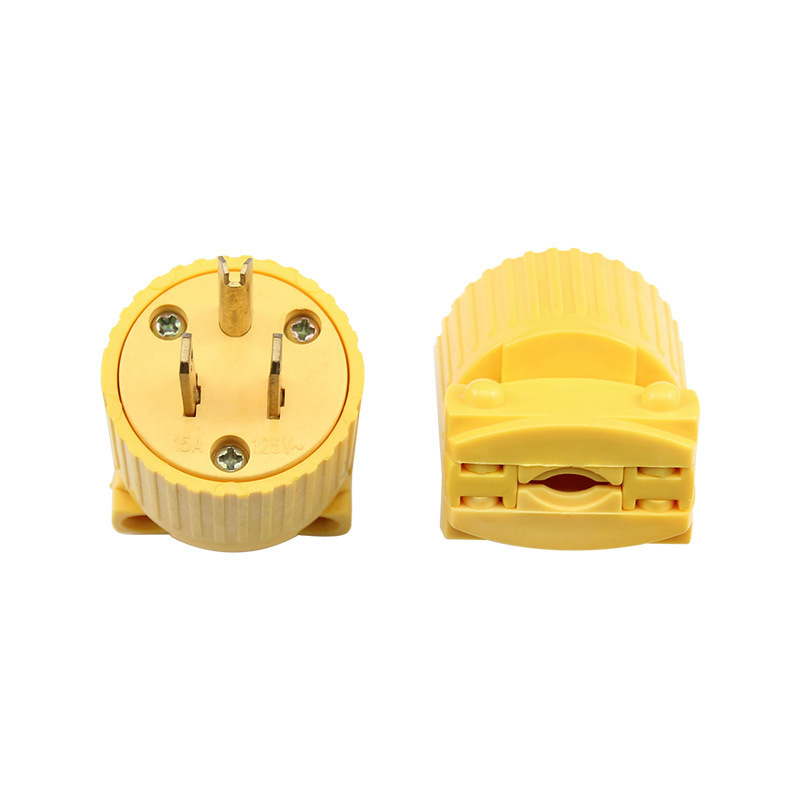 15 A 125-250 V Yellow 3 Pin Grounding Plug