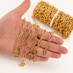 BCL1271 Hot Sale Jewelry Supplies Gold Plated Stainless Steel Paperclip Paper Clip Chains for Jewelry Necklace Making