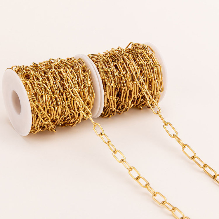 BCL1271 Hot Sale Jewelry Supplies Gold Plated Stainless Steel Paperclip Paper Clip Chains for Jewelry Necklace Making