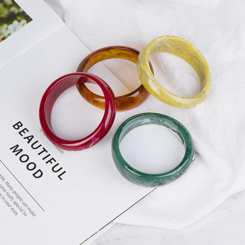 BA2001 Fashion Irregular Resin Tortoise Shell Acetate Stacking Bracelet Bangle