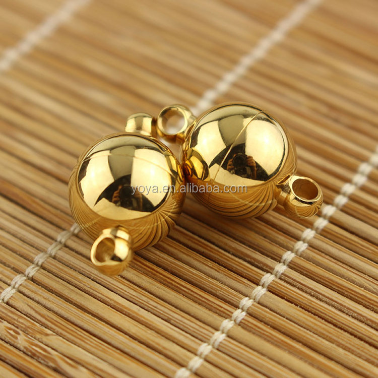 JF1293g 8mm 10mm 12mm Gold Plated Stainless steel round ball magnet magnetic clasps