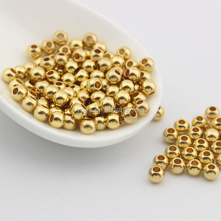 S868 High quality gold plated stainless steel spacer ball beads, jewelry making gold stainless steel round beads