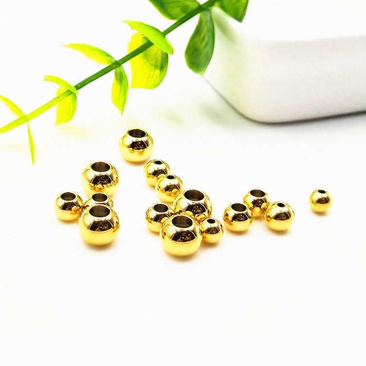 S868 High quality gold plated stainless steel spacer ball beads, jewelry making gold stainless steel round beads