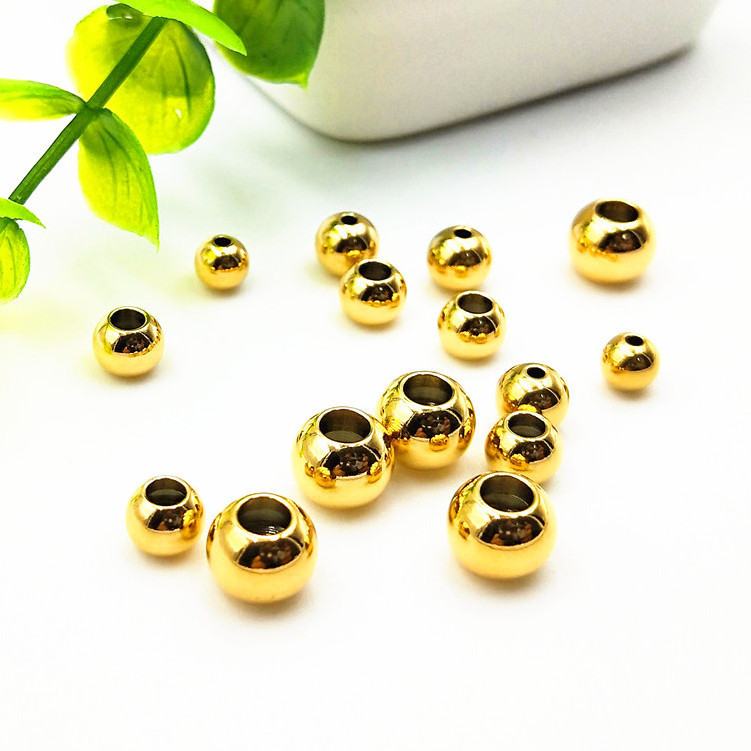 S868 High quality gold plated stainless steel spacer ball beads, jewelry making gold stainless steel round beads