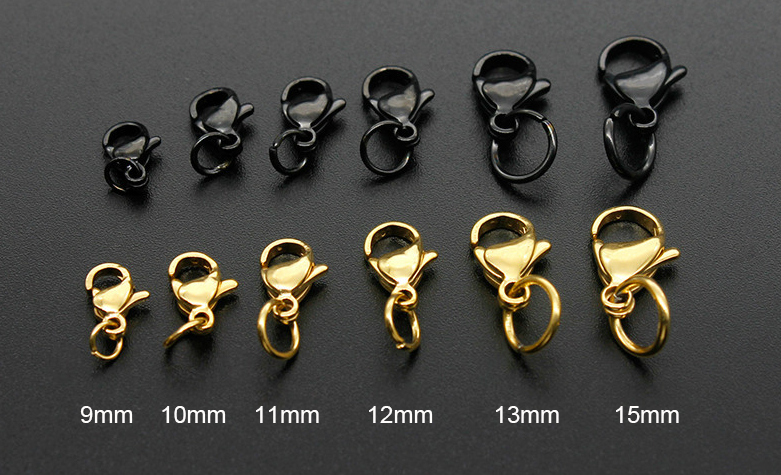 S951 Gold /black/rose gold IPG plated 316l stainless steel lobster clasp,metal lobster claw clasps for making jewelry