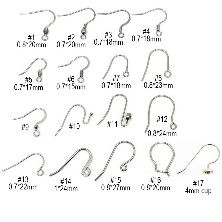 S667 Hypoallergenic stainless Steel Fish Hook Earring Findings Wires for Jewelry Making