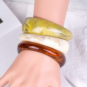 BA2001 Fashion Irregular Resin Tortoise Shell Acetate Stacking Bracelet Bangle