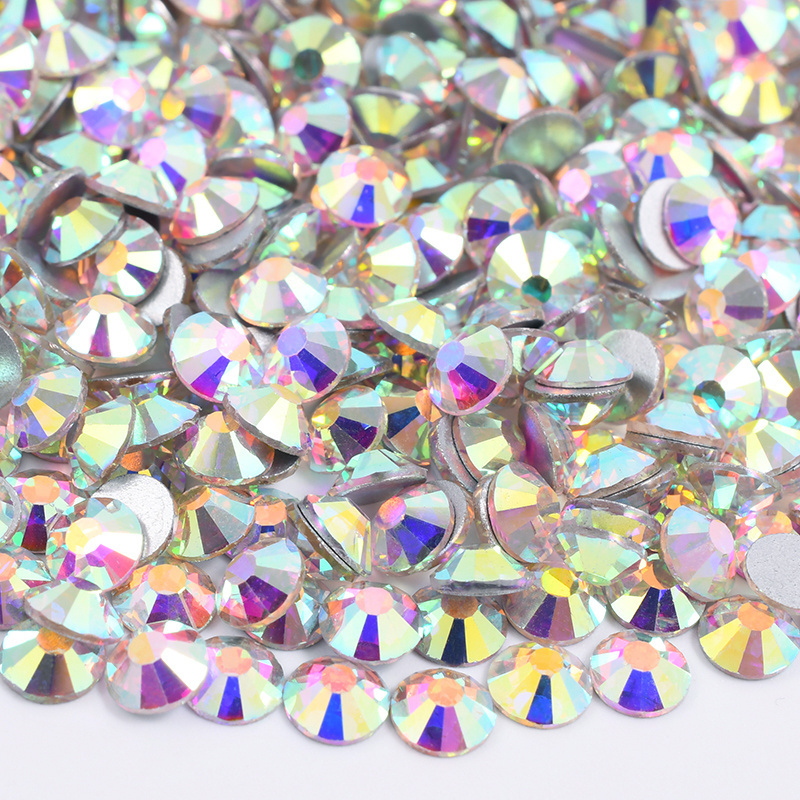 SS6 SS16 SS20 SS30 Aquamarine Color Flatback Strass Round Nail Crystal Stones Glass Crystal Rhinestone For Crafts