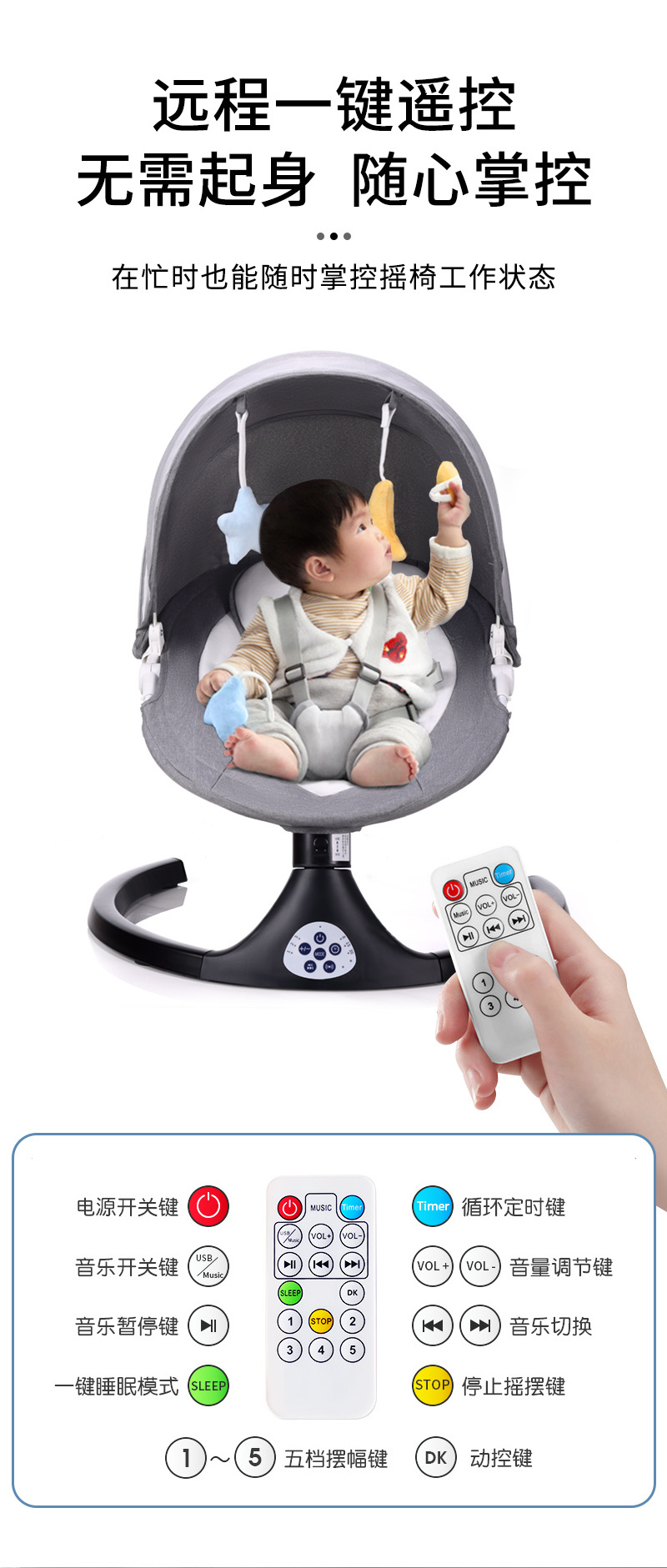 Mecedora Para Bebes Foldable Baby Cradle Multifunctional Baby Bouncer With Remote Control Baby Swing Chair