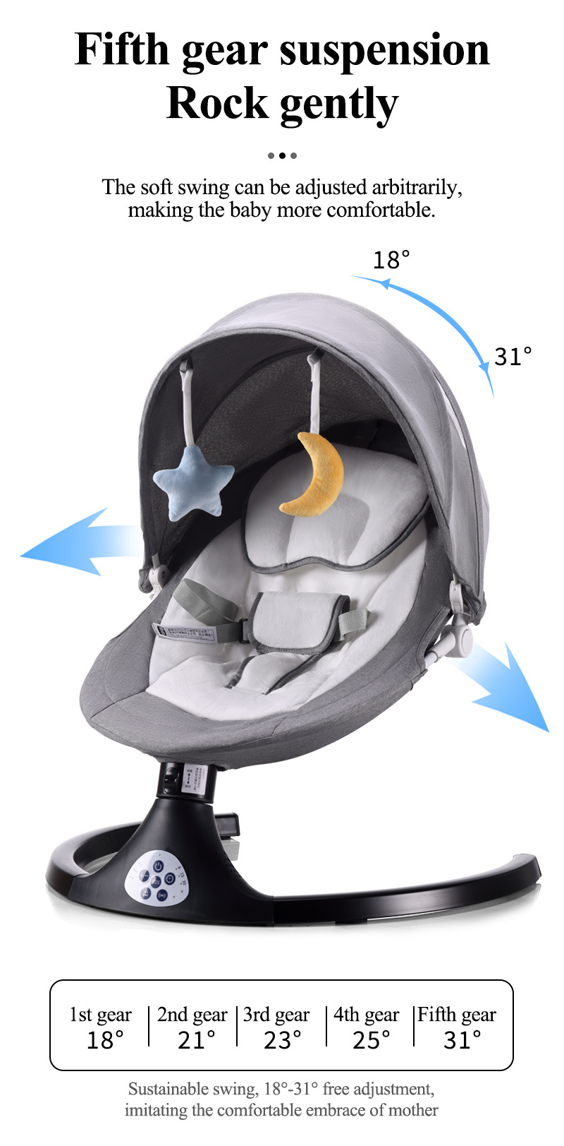 Hot Selling New Born Baby Swing Cradle Outdoor Use Remote Control Electric Baby Bouncer Rocker Automatic Electric Baby Swing