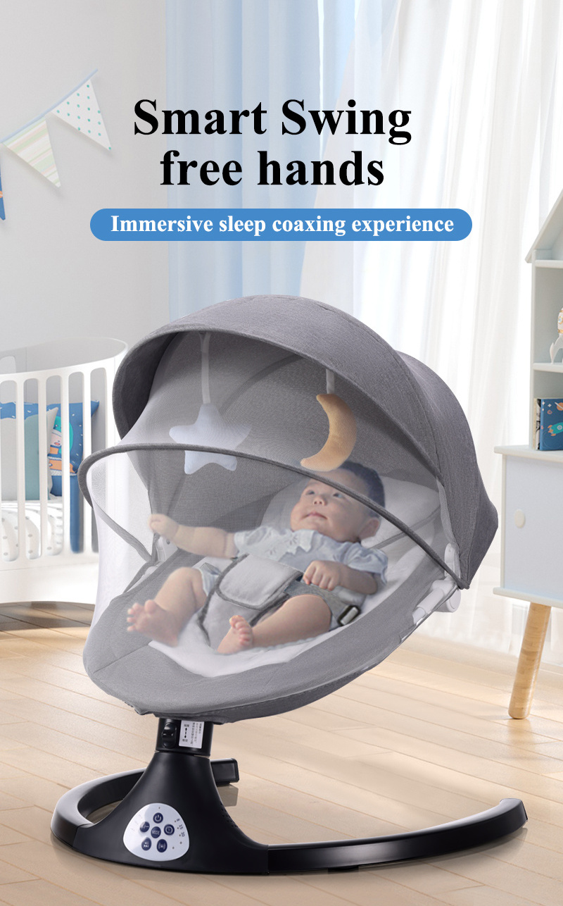 Hot Selling New Born Baby Swing Cradle Outdoor Use Remote Control Electric Baby Bouncer Rocker Automatic Electric Baby Swing