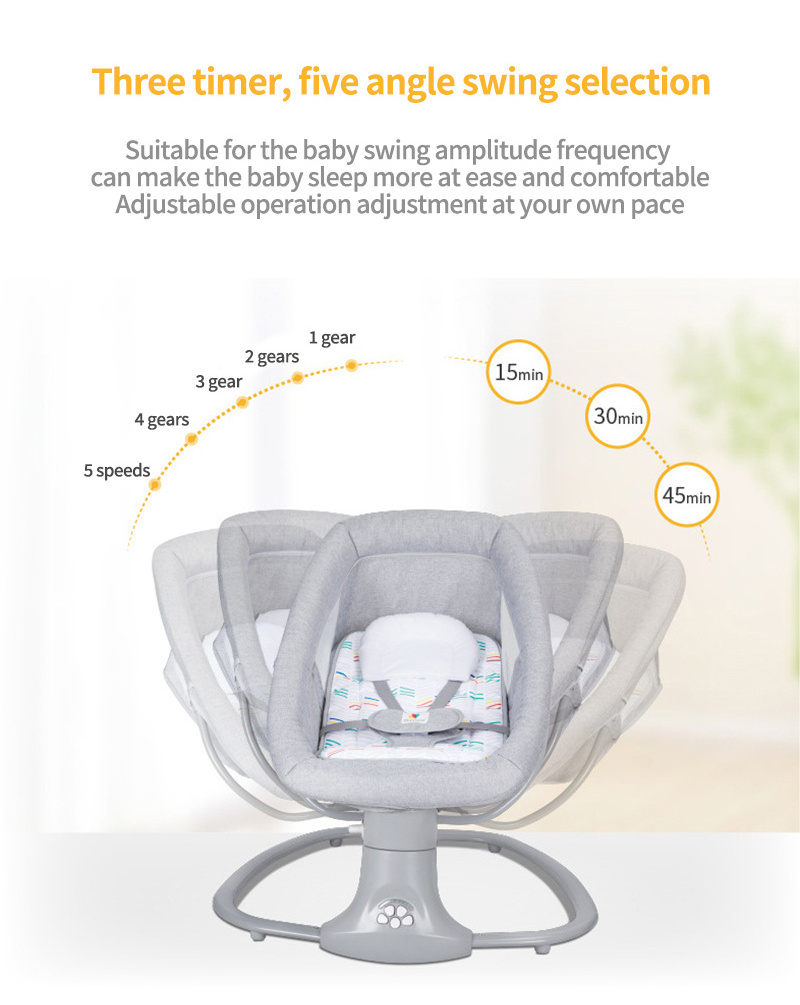 Pure Cotton Material 3 In 1 Comfortable Baby Electric Rocking Chair Electric Smart Baby Swing Chair