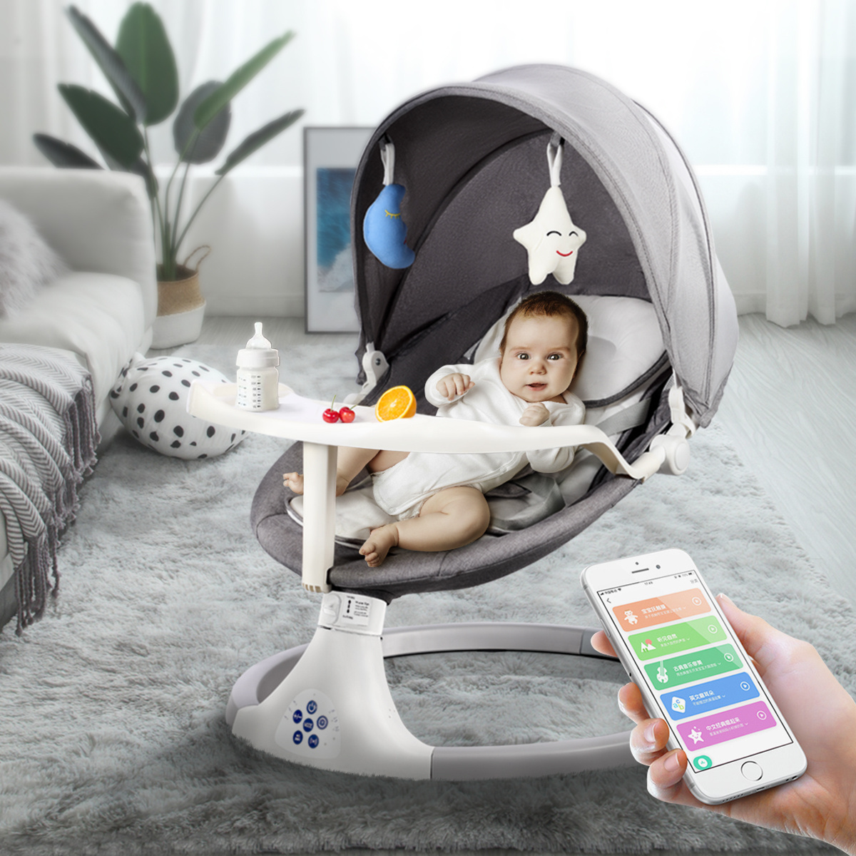 Wholesale Baby rocking Device Suppliers Dinning Plate Electric Ingenuity Baby Swing With Melody Adjused Gear Auto Baby Rocking