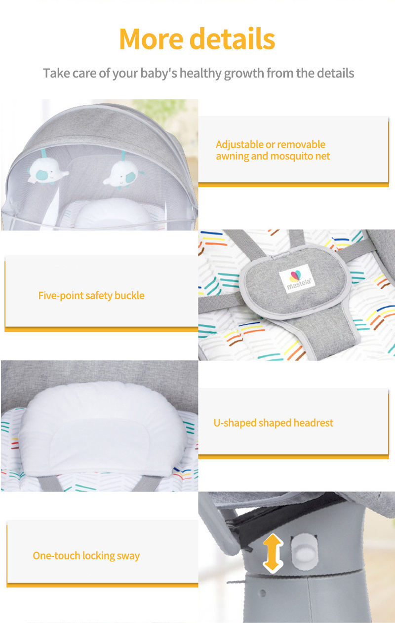 Mastela 3 In 1 Deluxe Multi-Functional Baby Bouncer Swing Electric Rocker Newborn Baby Rocking Chair