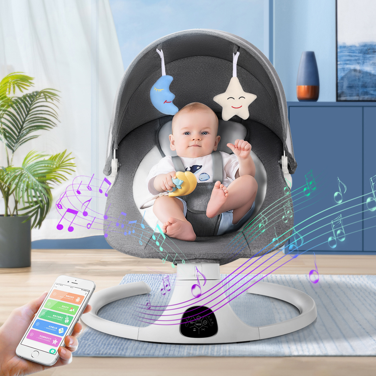 Smart Remote Control Music Newborn Calm Swing Infant Bouncer Baby Swing Cradle Electric Bed Baby Rocking Chair For Babies