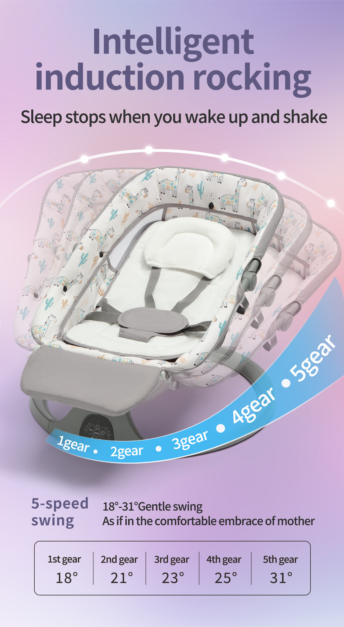 New Born Automatic Cradle Baby Swing Mastela 3 In 1 Muti-function Bassinets Dearest Baby Electric Rocking Chair