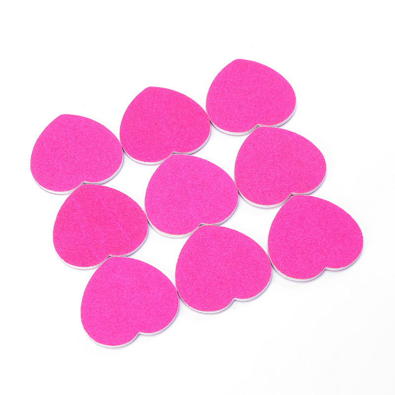 New Mini Pink Heart Sandpaper Nail File Professional Manicure Buffer Pedicure Double-sided Wood Buffers Nail Supply