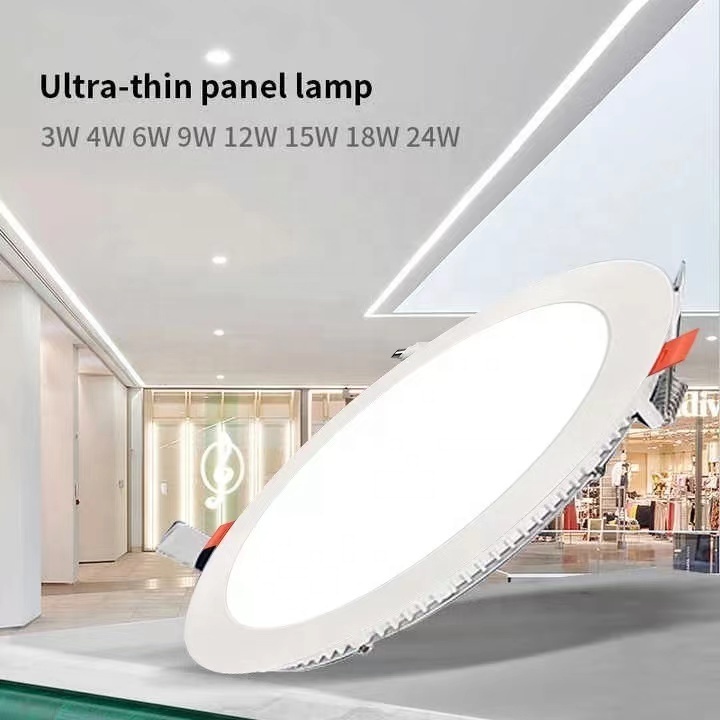 Led Recessed Slim Ceiling Round Led Dimmable Flat Panel Light For Home Office Square Flat Led Panel For Office Lighting