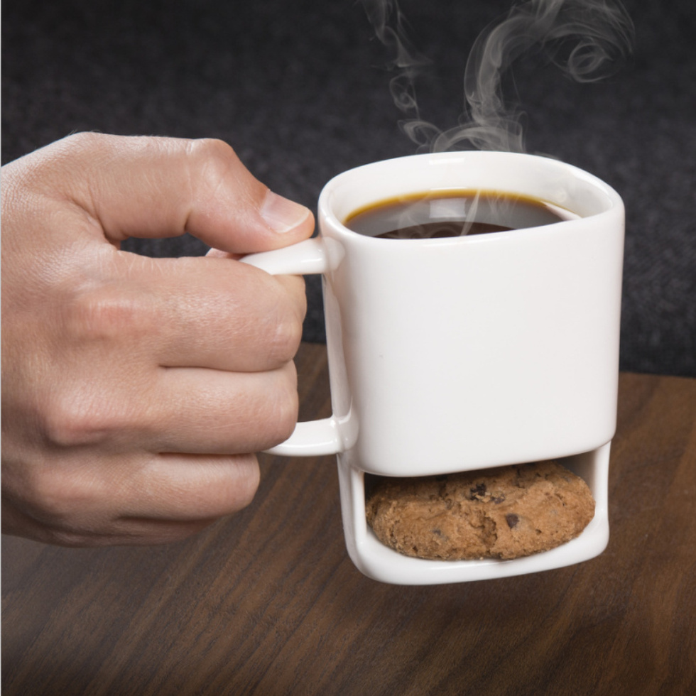 Cookie holder wholesale unique ceramic plain white milk coffee mug for home office breakfast