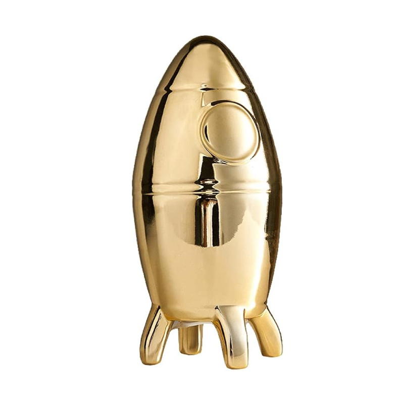 Cute Piggy Bank Golden Rocket Piggy Bank Ceramic Coin Banks Funny Custom Money Banks Creative Piggy Bank for Children