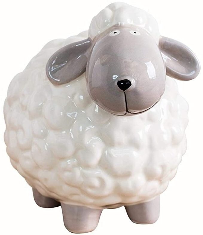 Promotional christmas gift glazed piggy bank ceramic sheep coin bank