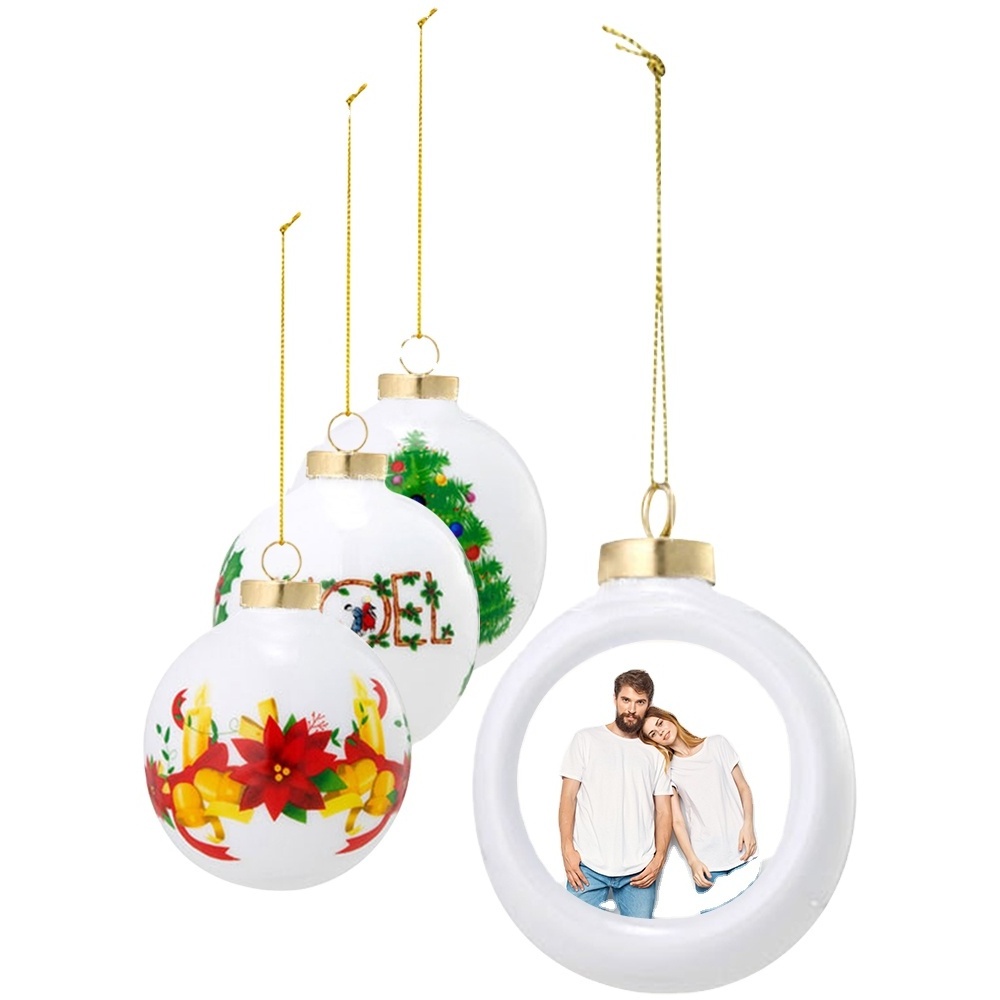 Personalized  Ceramic Christmas Balls Hanging Globes Snow Ball Gift Christmas Tree Ornaments Sublimated Ball Christmas Gift