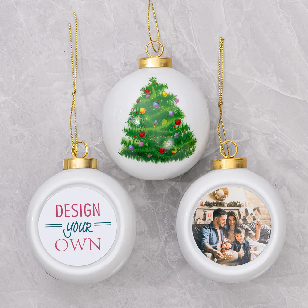 Personalized  Ceramic Christmas Balls Hanging Globes Snow Ball Gift Christmas Tree Ornaments Sublimated Ball Christmas Gift