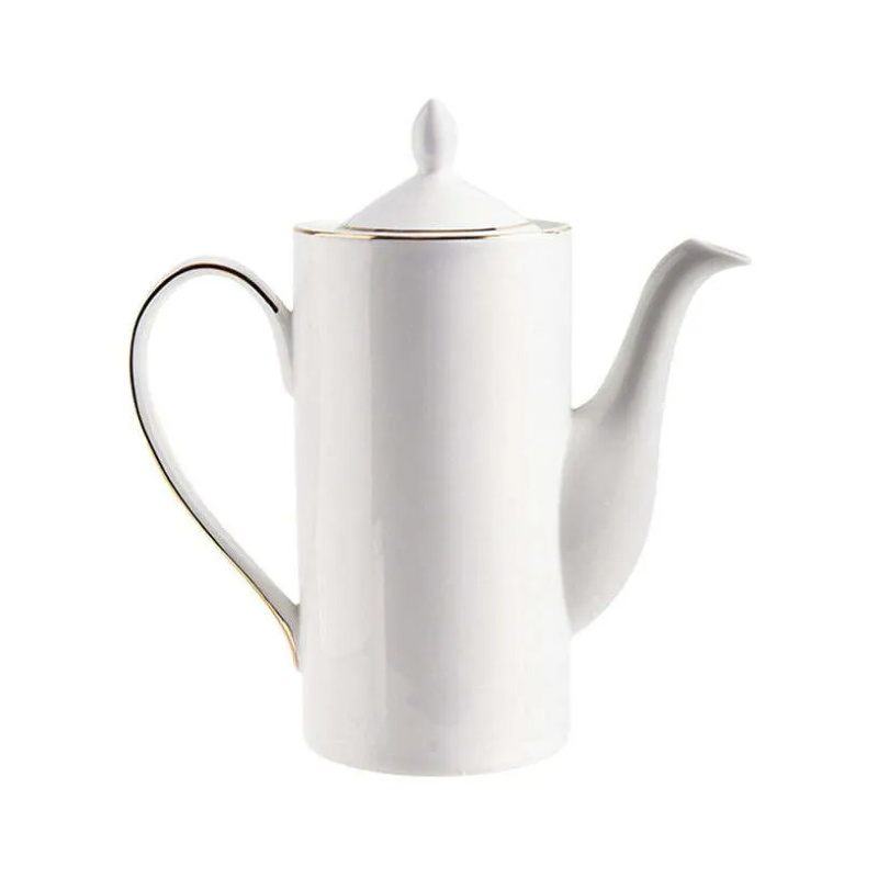 Royal Gold Rim Large Capacity White Teapot Household Kitchen Tea Pot Water Pot Coffee Milk Pot