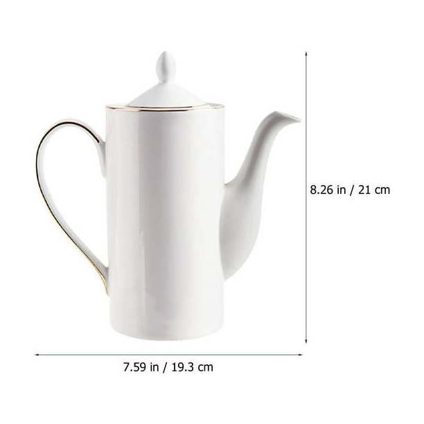 Royal Gold Rim Large Capacity White Teapot Household Kitchen Tea Pot Water Pot Coffee Milk Pot