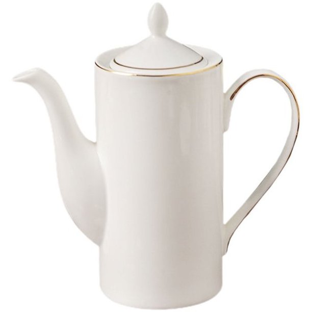 Royal Gold Rim Large Capacity White Teapot Household Kitchen Tea Pot Water Pot Coffee Milk Pot