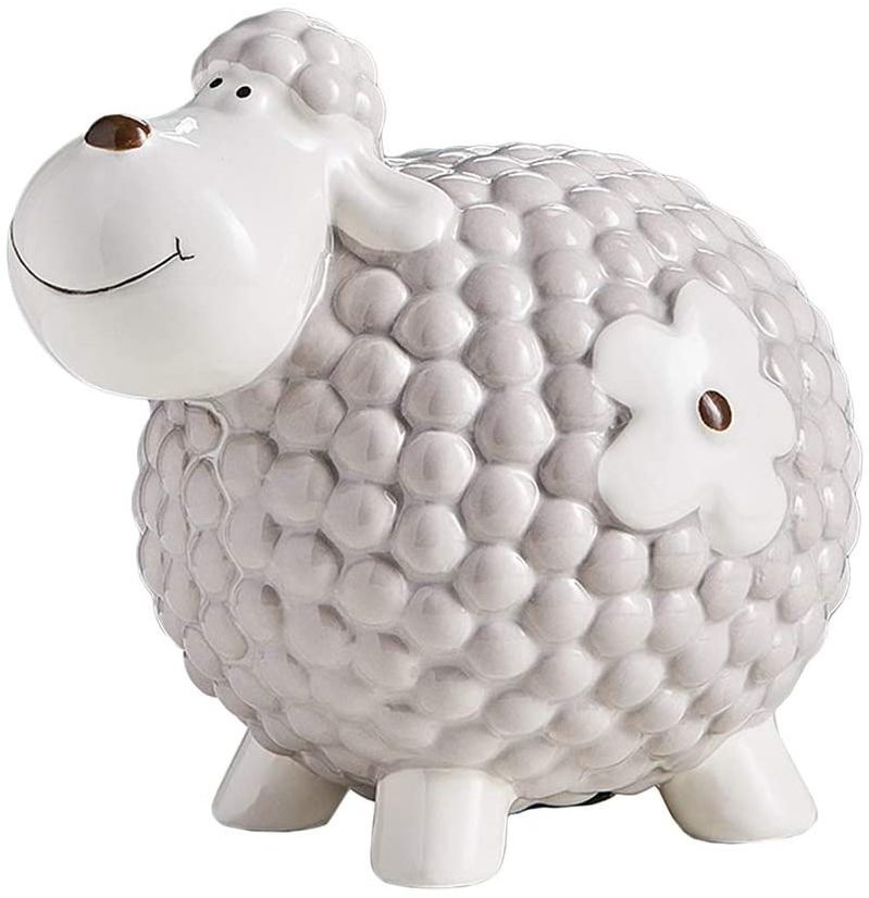 Promotional christmas gift glazed piggy bank ceramic sheep coin bank