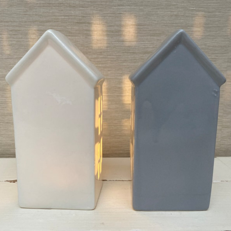 Unique Tealight Holder Ceramic House LED Light Lantern for Home Christmas