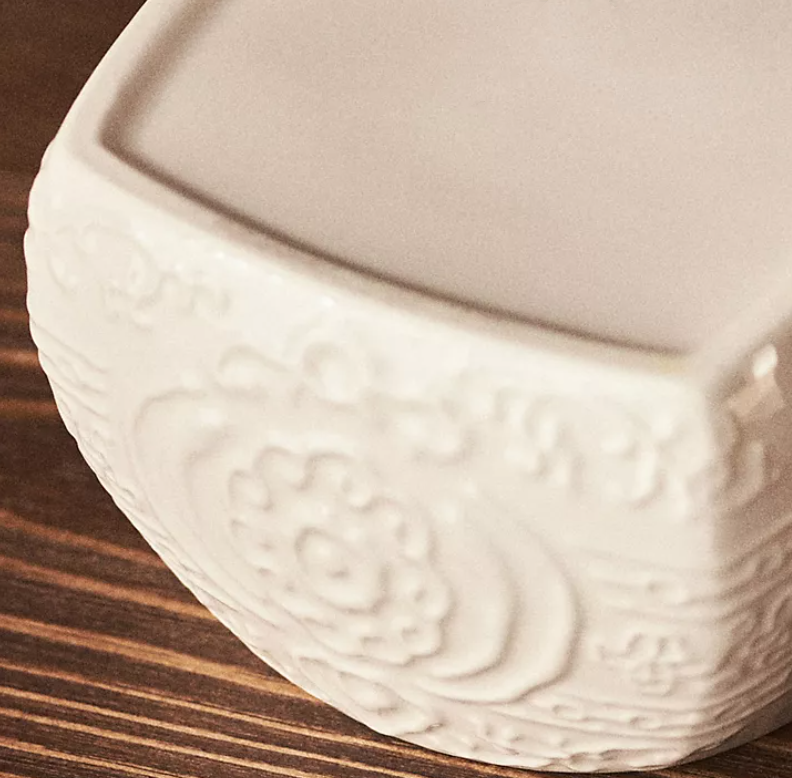 French Ceramic Butter Keeper Embossed Design Butter Crock with Handy Knob for Keeping Butter/Cheese Fresh