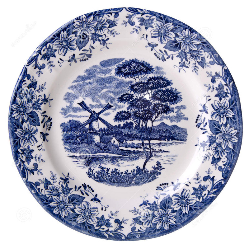 Chinese Ceramic White and Blue Dish Antique China Plate Dinner Plate Dinnerware Sets