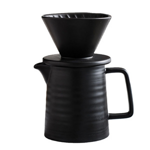 Home Coffee Maker Matte Black Ceramic Coffee Dripper And Decanter Set