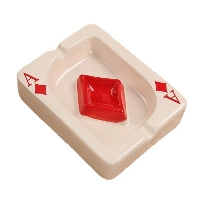 Creative Ceramic Playing Cards Cigarette Ashtray Desktop Smoking Ash Tray for Gift or Home Office Decoration