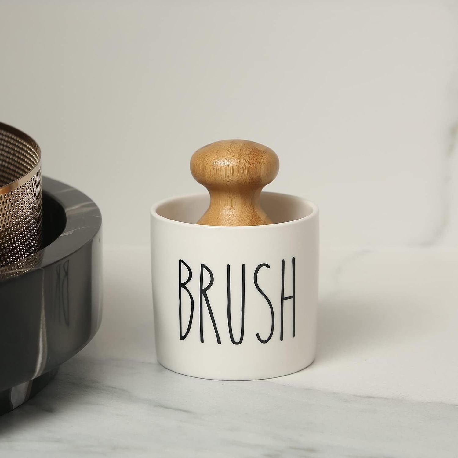 Euro Scrub Brush Kitchen Dish Brush and Holder Ceramic Dish Brush Holder for Kitchen