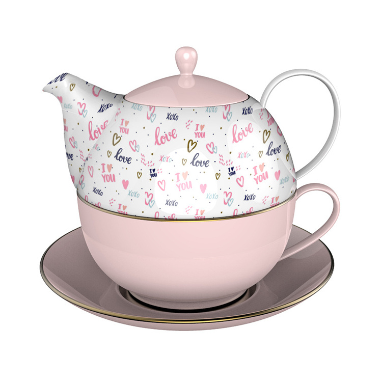 Fashion ceramic tea for one set tea pot with tea cup and saucer