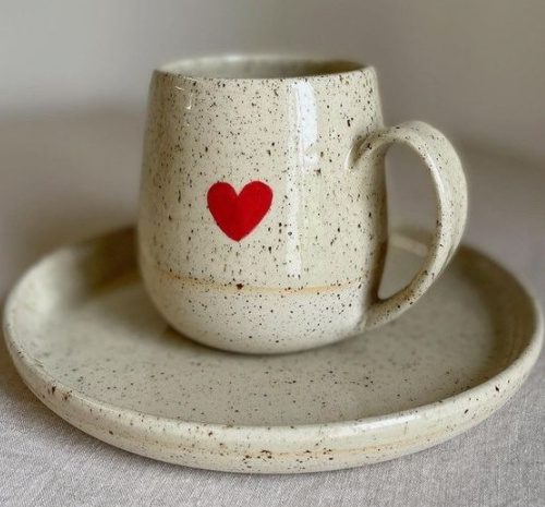 Ceramic cup With Saucers with  speckle stoneware porcelain coffee cup set