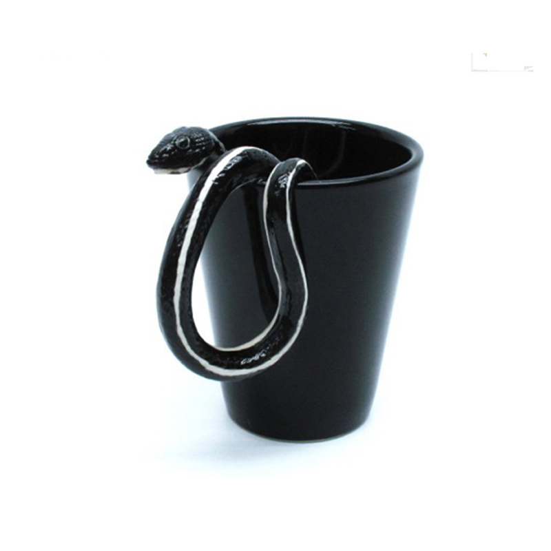 Creative Glazed 3D Snake Handle Ceramic Coffee Mug