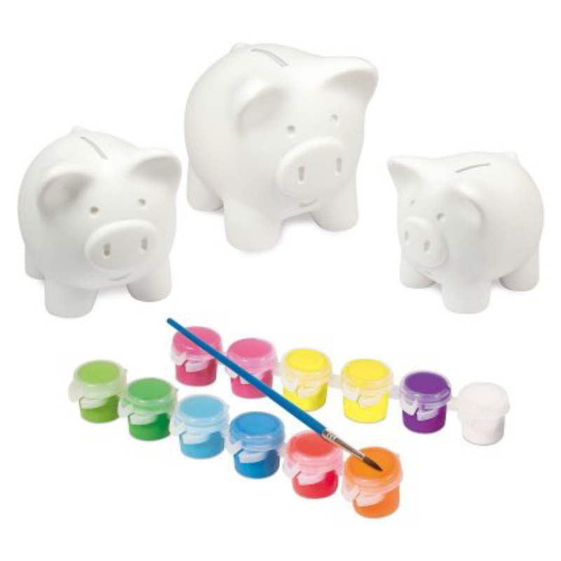 Delicate hot sale money box ceramic paintable piggy bank for kid adult