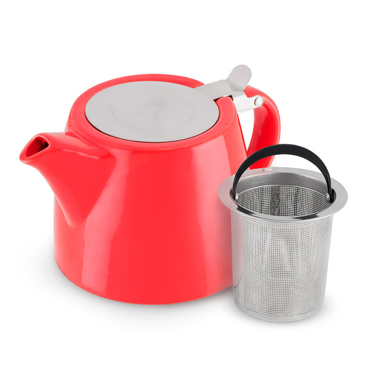 China Wholesale Ceramic Tea Pot with Stainless Steel Lid and Infuser