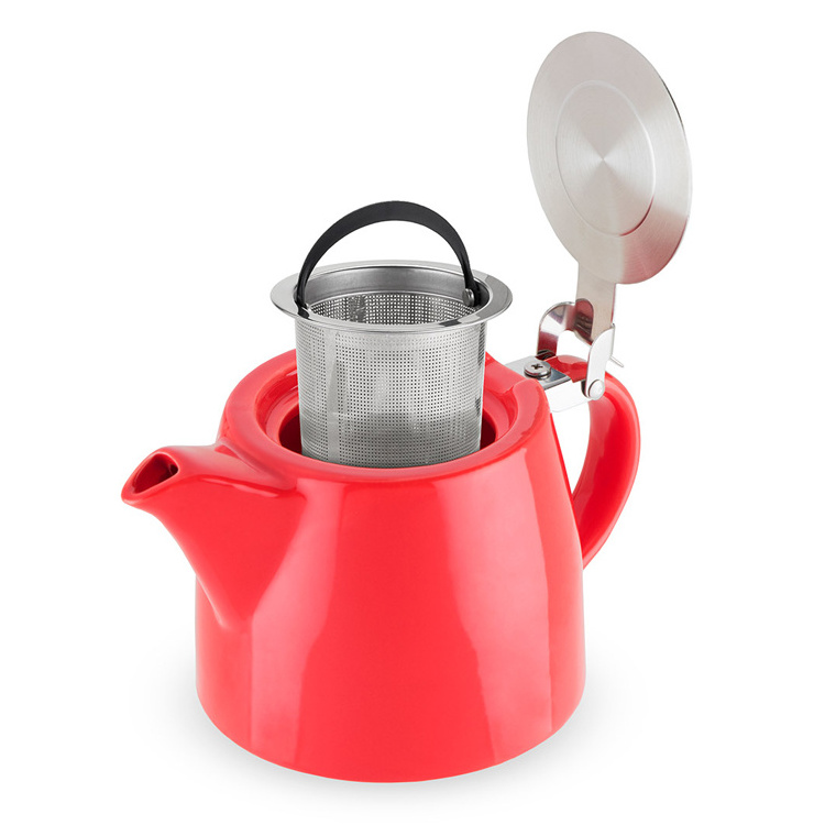 China Wholesale Ceramic Tea Pot with Stainless Steel Lid and Infuser