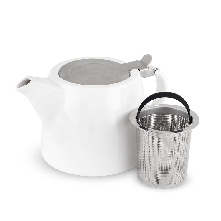 China Wholesale Ceramic Tea Pot with Stainless Steel Lid and Infuser