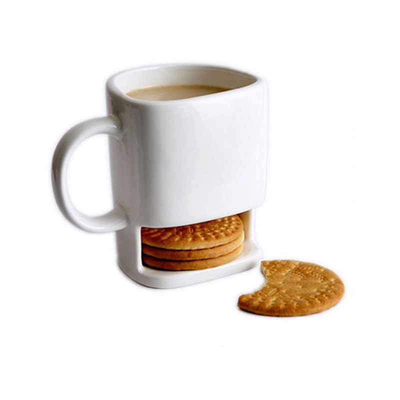 Cookie holder wholesale unique ceramic plain white milk coffee mug for home office breakfast