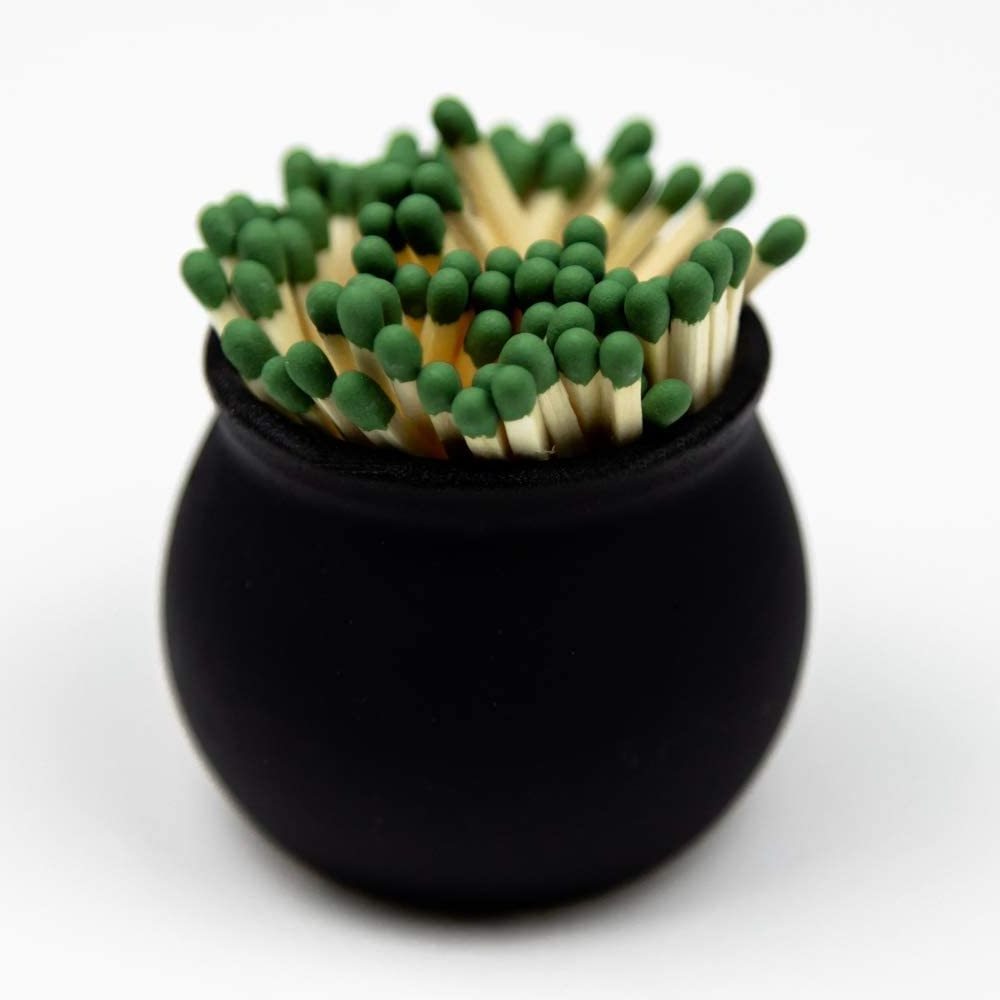 Ceramic Black Matchstick Holder with Striker On Bottom Cute Match for Fireplace Match Holder Bathroom Match Striker Storage Jar