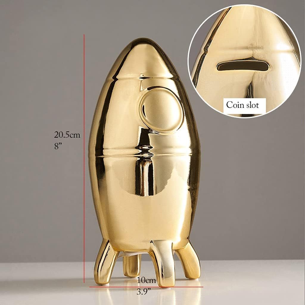 Cute Piggy Bank Golden Rocket Piggy Bank Ceramic Coin Banks Funny Custom Money Banks Creative Piggy Bank for Children