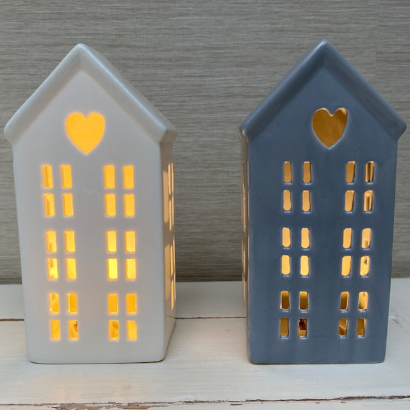 Unique Tealight Holder Ceramic House LED Light Lantern for Home Christmas