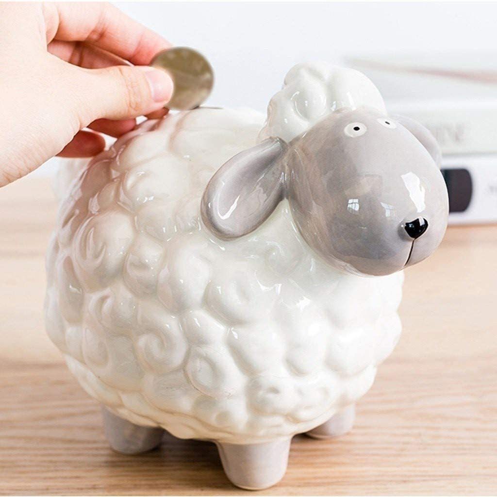 Promotional christmas gift glazed piggy bank ceramic sheep coin bank