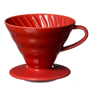 Standard Size Ceramic Coffee Makers White Red Coffee Dripper Filter